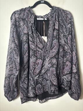 NWT Little Moon Dark Multicolor Paisley Long Sleeve Shirt Sz S